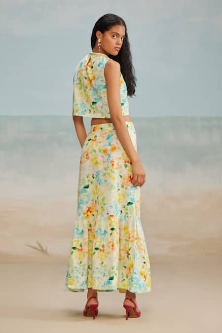 Shop The Iaso White Cotton High Neck Drew Abstract Print Top at Aza Fashions Shop_The Iaso_White Cotton High Neck Drew Abstract Print Top _at_Aza_Fashions