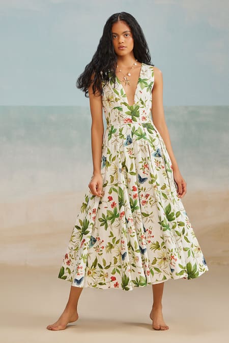 THE IASO Pono Midi Floral Print Dress 