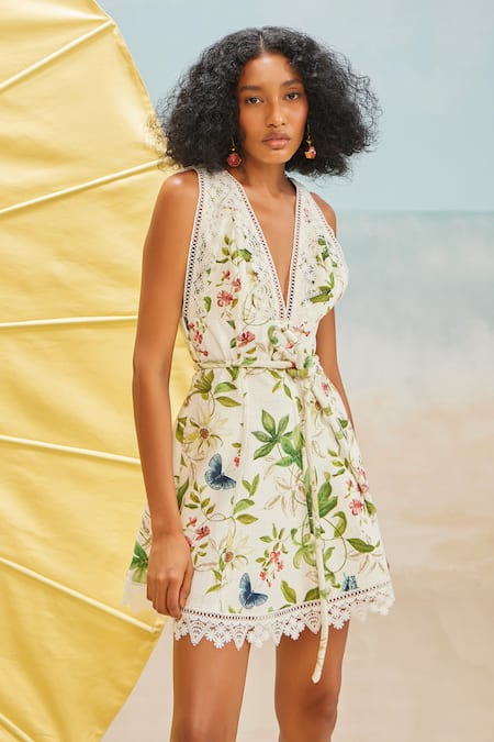 THE IASO Pono Floral Print Short Dress With Belt 