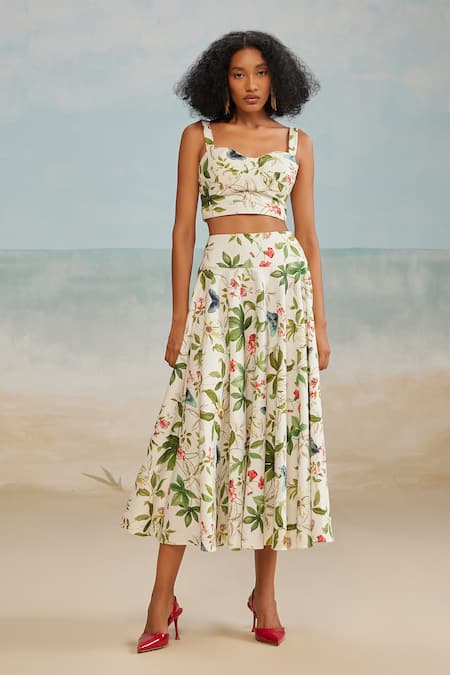 THE IASO Pono Floral Print Midi Skirt 