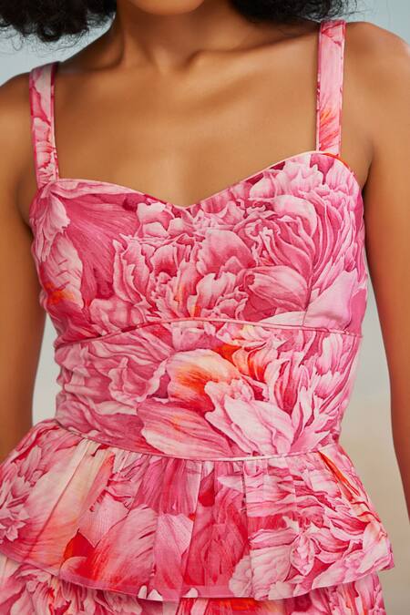 Shop The Iaso Pink Modal Sweetheart Neck Lana Floral Print Peplum Top Online at Aza Fashions Shop_The Iaso_Pink Modal Sweetheart Neck Lana Floral Print Peplum Top _Online_at_Aza_Fashions
