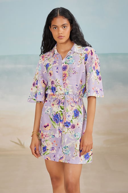 THE IASO Floral Print Shirt Dress 