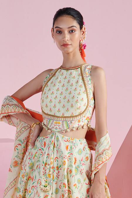 Buy Mandira Wirk - Indian Ivory Chanderi Sequins, Beads, Embroidery Imaya Printed Peplum Top Sharara Set Online at Aza Fashions Buy_Mandira Wirk - Indian_Ivory Chanderi Sequins, Beads, Embroidery Imaya Printed Peplum Top Sharara Set _Online_at_Aza_Fashions