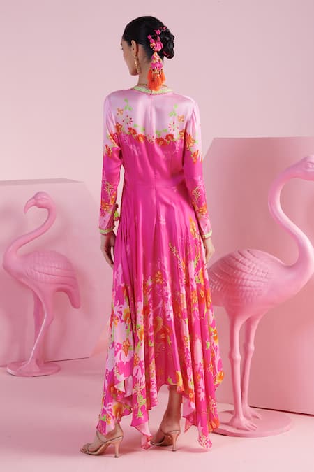 Mandira Wirk - Indian Sema Blossom Print Asymmetric Kaftan 