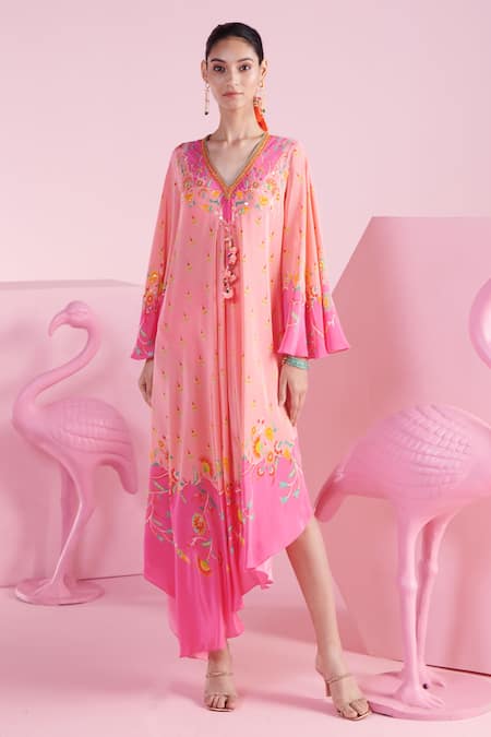 Mandira Wirk Nilay Floral Print Asymmetric Kaftan 