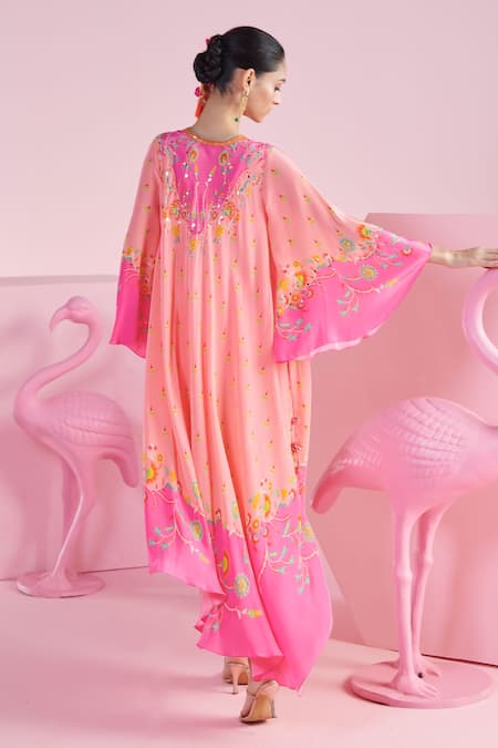 Mandira Wirk - Indian Nilay Floral Print Asymmetric Kaftan 