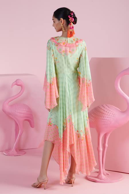 Mandira Wirk - Indian Arda Iznik Printed Asymmetric Kaftan 