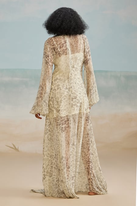 Shop The Iaso Grey Chiffon V-neck Cher Beach Slip On Dress at Aza Fashions Shop_The Iaso_Grey Chiffon V-neck Cher Beach Slip On Dress _at_Aza_Fashions