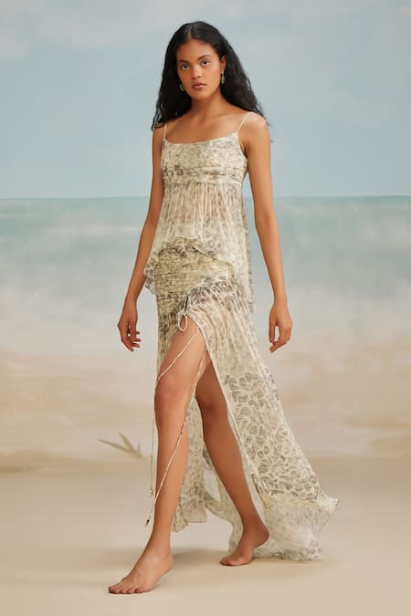 The Iaso Grey Chiffon Square Neck Cher Abstract Print Peplum Top Online at Aza Fashions The Iaso_Grey Chiffon Square Neck Cher Abstract Print Peplum Top _Online_at_Aza_Fashions