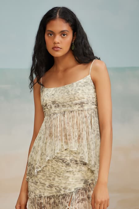 Shop The Iaso Grey Chiffon Square Neck Cher Abstract Print Peplum Top Online at Aza Fashions Shop_The Iaso_Grey Chiffon Square Neck Cher Abstract Print Peplum Top _Online_at_Aza_Fashions