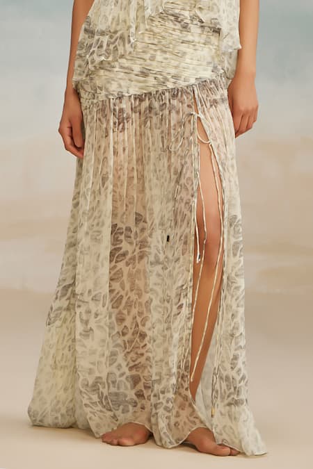 Buy The Iaso Grey Chiffon Cher Abstract Print Skirt Online at Aza Fashions Buy_The Iaso_Grey Chiffon Cher Abstract Print Skirt _Online_at_Aza_Fashions