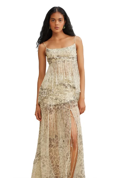 Shop The Iaso Grey Chiffon Cher Abstract Print Skirt Online at Aza Fashions Shop_The Iaso_Grey Chiffon Cher Abstract Print Skirt _Online_at_Aza_Fashions