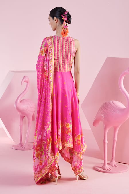 Mandira Wirk - Indian Farida Blossom Cluster Print Kurta Set 