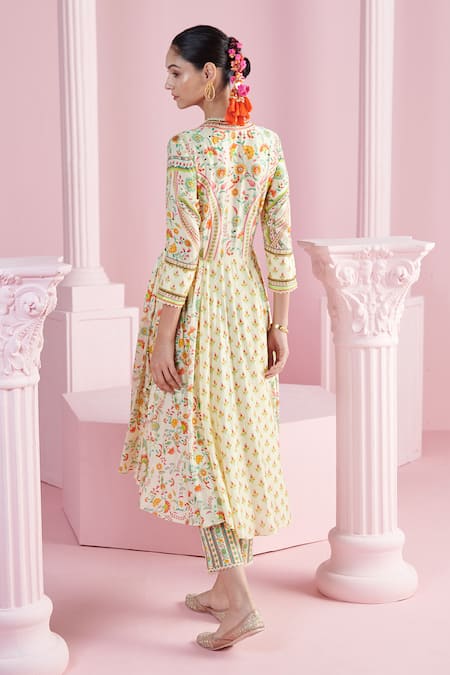 Mandira Wirk - Indian Safiya Blossom Cluster Print Anarkali Set 