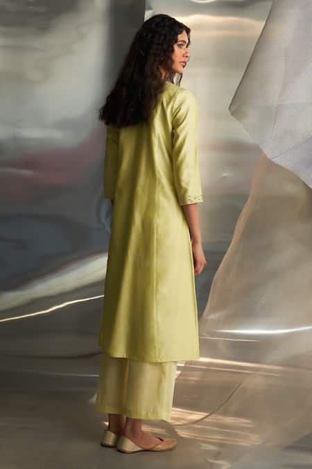 Charkhee Yellow Kurta And Dupatta Chanderi Embroidered Zari Egyptian Pattern Pant Set Online at Aza Fashions Charkhee_Yellow Kurta And Dupatta Chanderi Embroidered Zari Egyptian Pattern Pant Set _Online_at_Aza_Fashions