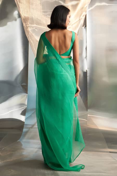 Charkhee Embroidered Placement Saree With Blouse 