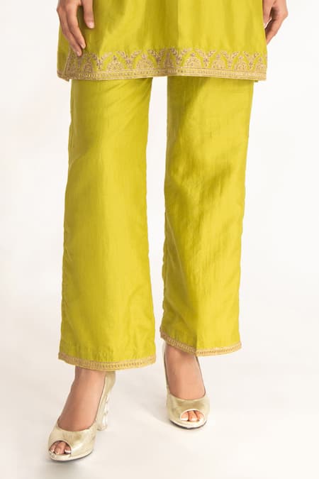 Buy Chhaya Mehrotra Green Bamboo, Voile Zari Keyhole Neck Aavya Zardozi Embroidered Kurta And Pant Set Online at Aza Fashions Buy_Chhaya Mehrotra_Green Bamboo, Voile Zari Keyhole Neck Aavya Zardozi Embroidered Kurta And Pant Set _Online_at_Aza_Fashions