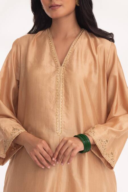 Buy Chhaya Mehrotra Beige Voile, Silk Zari, Embroidery Satya Zardozi Sleeve Kurta And Salwar Set Online at Aza Fashions Buy_Chhaya Mehrotra_Beige Voile, Silk Zari, Embroidery Satya Zardozi Sleeve Kurta And Salwar Set _Online_at_Aza_Fashions