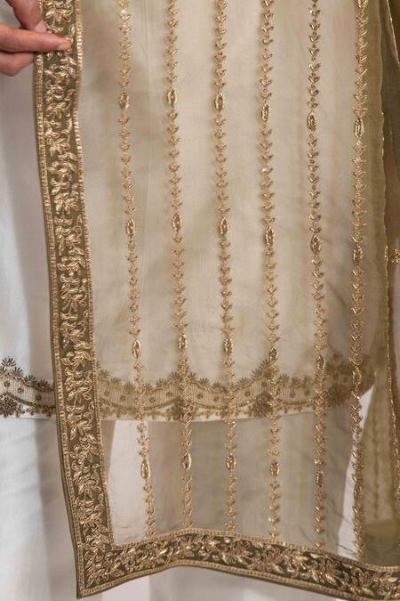 Chhaya Mehrotra Green Silk Organza Embroidery Madra Hand Dupatta Online at Aza Fashions Chhaya Mehrotra_Green Silk Organza Embroidery Madra Hand Dupatta _Online_at_Aza_Fashions