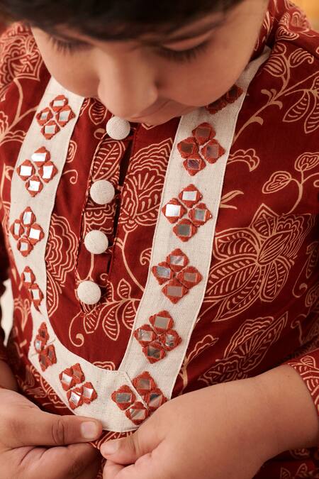 Buy Cute Couture Maroon Kurta Rayon Printed Floral Mirror Embroidered And Patiala Set Online at Aza Fashions Buy_Cute Couture_Maroon Kurta Rayon Printed Floral Mirror Embroidered And Patiala Set _Online_at_Aza_Fashions