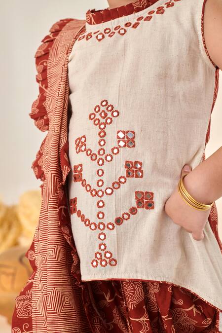 Shop Cute Couture Beige , Satin Mirrors Embroidered Kurta Dhoti Pant Set Online at Aza Fashions Shop_Cute Couture_Beige , Satin Mirrors Embroidered Kurta Dhoti Pant Set _Online_at_Aza_Fashions