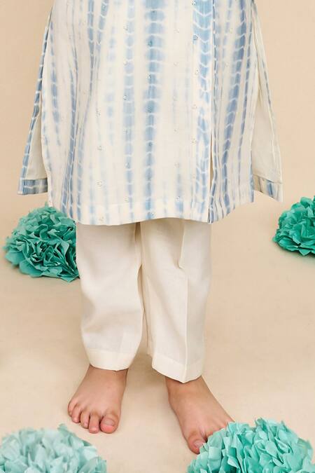Shop_All Boy Couture_Blue Chanderi Sequins Tie Dye Embroidered Kurta And Pyjama Set _Online_at_Aza_Fashions