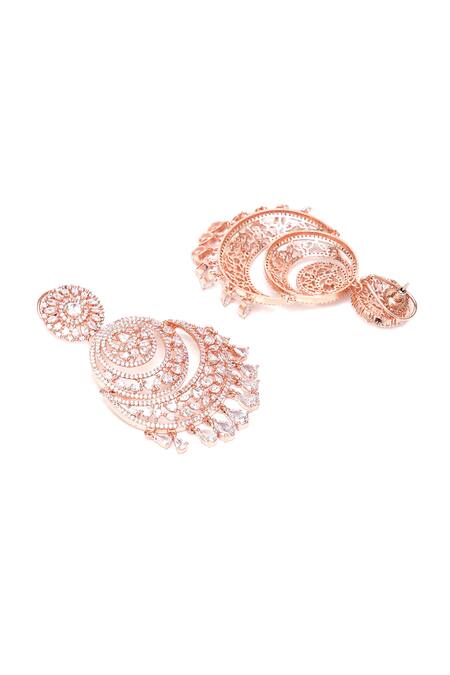 Buy Ruby Raang Rose Gold Stones, Diamonds, Cut Work Studded Layered Chandbalis Online at Aza Fashions Buy_Ruby Raang_Rose Gold Stones, Diamonds, Cut Work Studded Layered Chandbalis _Online_at_Aza_Fashions