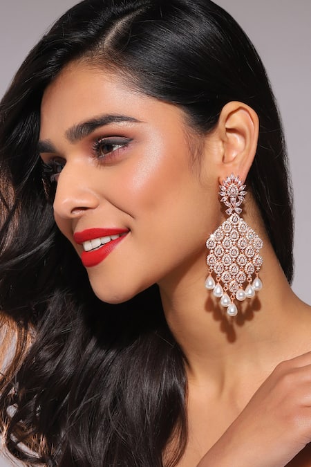Ruby Raang Carved Chandelier Earrings 