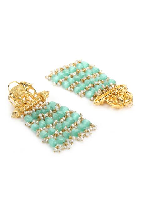 Buy Ruby Raang Sky Blue Pearls, Beads Elephant Tassel Earrings Online at Aza Fashions Buy_Ruby Raang_Sky Blue Pearls, Beads Elephant Tassel Earrings _Online_at_Aza_Fashions