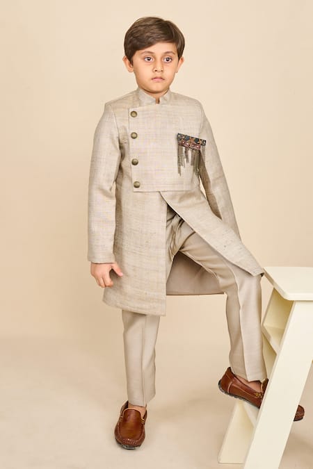 All Boy Couture Double Layered Matka Achkan With Pyjama 