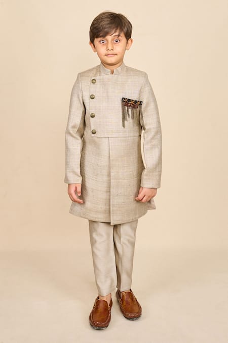 All Boy Couture Double Layered Matka Achkan With Pyjama 