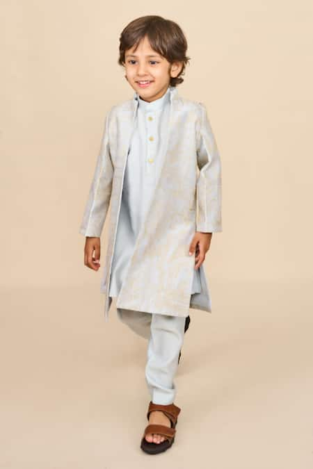 All Boy Couture Zari Embroidered Open Achkan & Kurta Set 