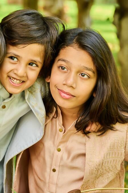 All Boy Couture_Pink Chanderi, Silk Zari Embroidered Achkan And Kurta Set_at_Aza_Fashions