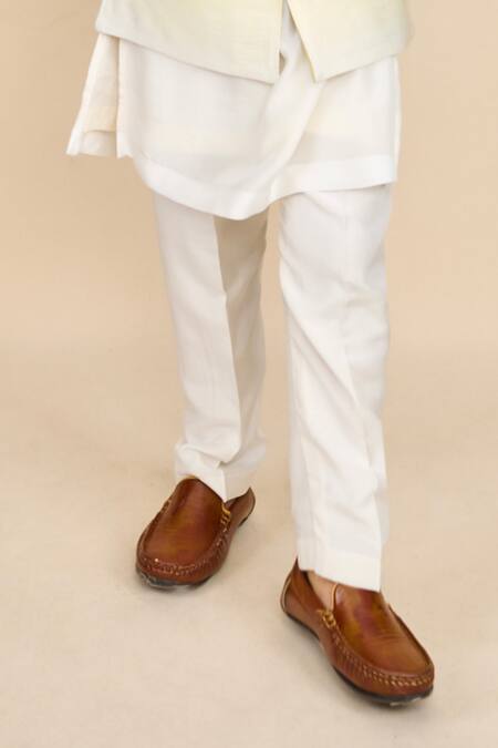 Buy_All Boy Couture_Green Cotton, Silk Satin Solid Kurta Set With Ombre Jodhpuri _Online_at_Aza_Fashions