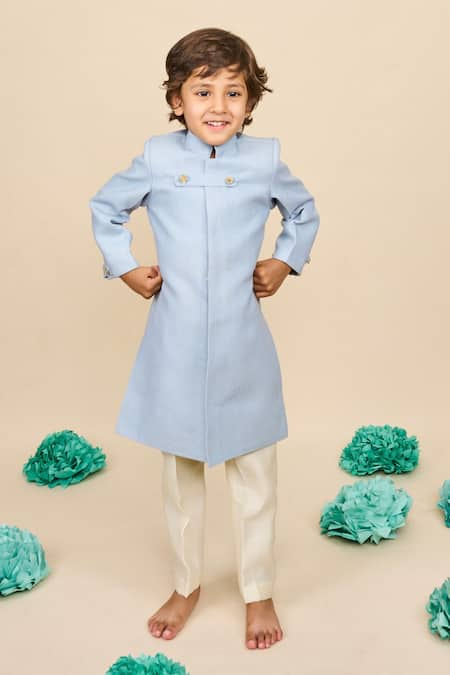 All Boy Couture Embroidered Button Achkan With Pyjama 