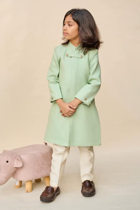 All Boy Couture Placed Embroidered Achkan With Pyjama 