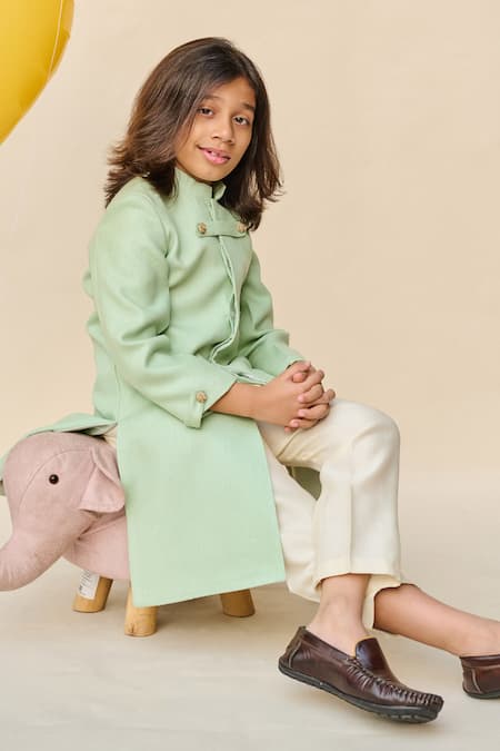 All Boy Couture Placed Embroidered Achkan With Pyjama 
