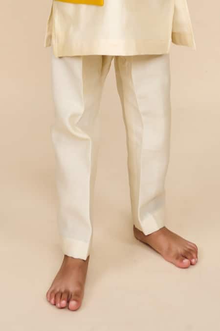 All Boy Couture_Ivory Cotton, Chanderi Kurta Ombre Bandhgala Set _Online_at_Aza_Fashions
