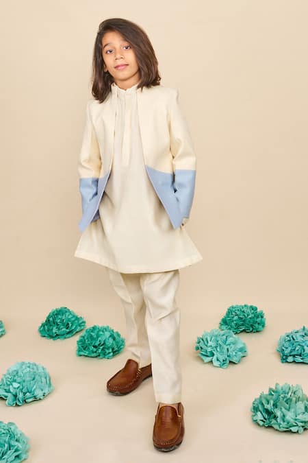 All Boy Couture Solid Kurta Ombre Bandhgala Set 