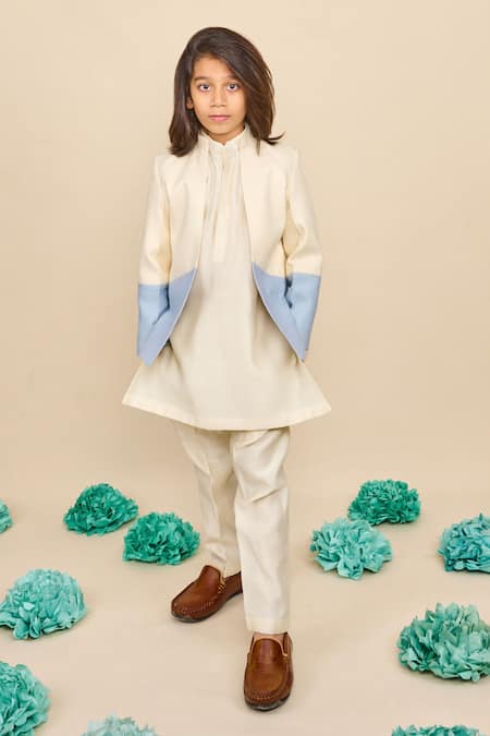All Boy Couture Solid Kurta Ombre Bandhgala Set 