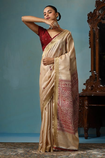 DUSALA Magnolia Handwoven Saree With Running Blouse Piece 