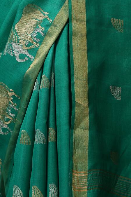 Buy Dusala Green Kota Doria Embroidery Poppy Handwoven Saree With Running Blouse Piece Online at Aza Fashions Buy_Dusala_Green Kota Doria Embroidery Poppy Handwoven Saree With Running Blouse Piece _Online_at_Aza_Fashions