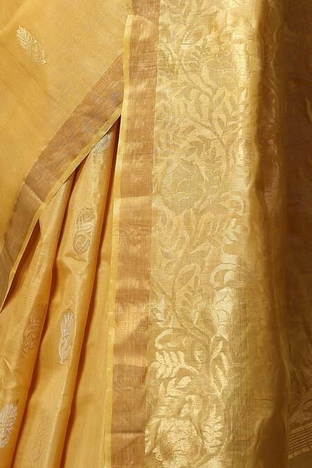 Buy Dusala Gold Kota Doria Marigold Flower Motif Handwoven Saree With Running Blouse Piece Online at Aza Fashions Buy_Dusala_Gold Kota Doria Marigold Flower Motif Handwoven Saree With Running Blouse Piece _Online_at_Aza_Fashions