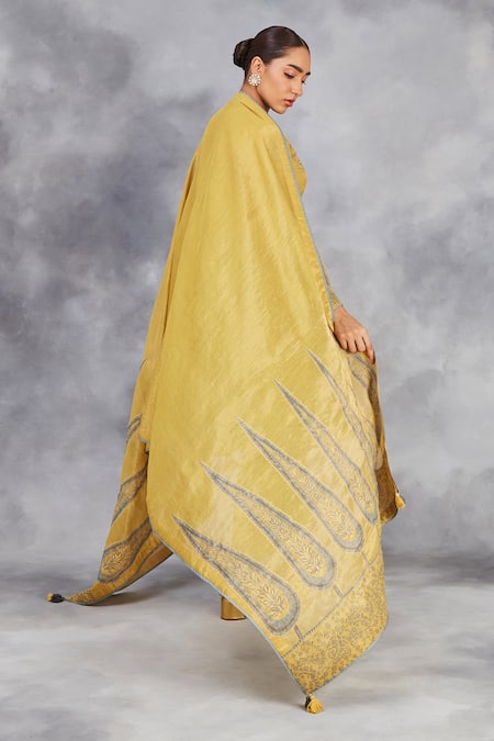 Sue Mue Handwoven Floral Print Short Anarkali Set 