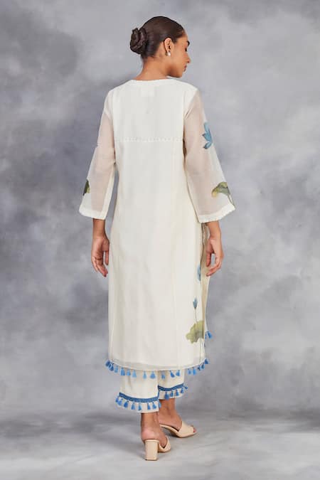 Sue Mue Lotus Hand Painted Kurta Set
