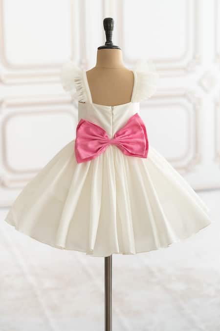 Shop Ruchika Lath Label Off White Taffeta, Crepe Beads Castle Embroidered Dress at Aza Fashions Shop_Ruchika Lath Label_Off White Taffeta, Crepe Beads Castle Embroidered Dress _at_Aza_Fashions