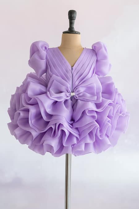 Shop Ruchika Lath Label Purple Organza, Crepe Beads, Pearls Butterfly Embroidered Dress at Aza Fashions Shop_Ruchika Lath Label_Purple Organza, Crepe Beads, Pearls Butterfly Embroidered Dress _at_Aza_Fashions