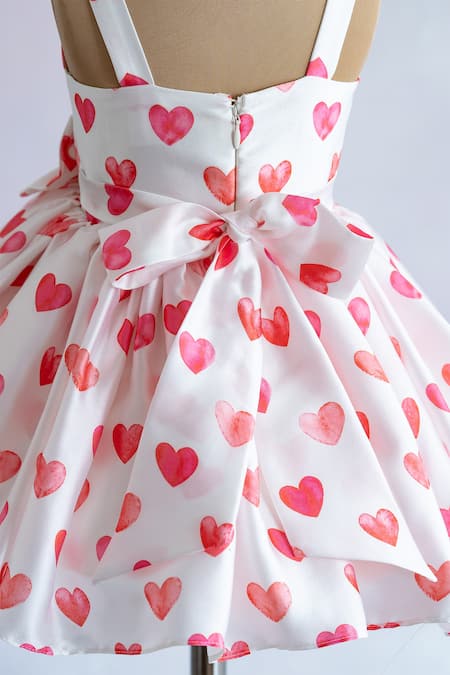 Ruchika Lath Label White Satin, Crepe Hearts Print Dress Online at Aza Fashions Ruchika Lath Label_White Satin, Crepe Hearts Print Dress _Online_at_Aza_Fashions
