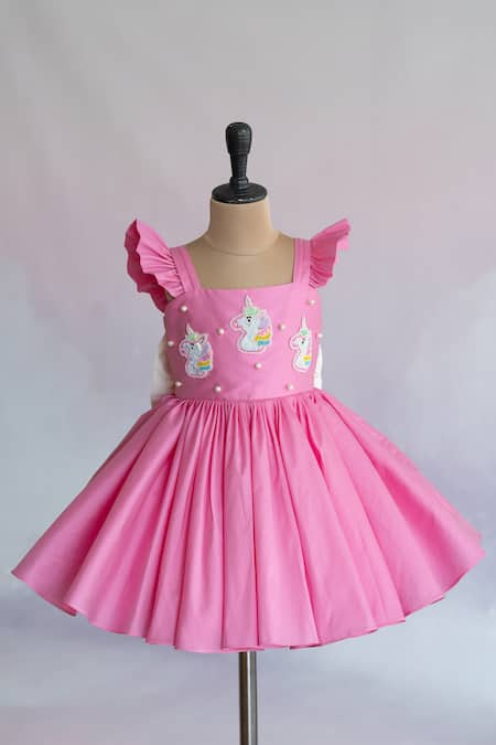 Ruchika lath label Pink Taffeta- Lining Butter Crepe Embroidery Unicorn- Sequin- Bead- Pearl Dress 