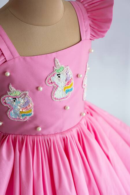 Buy Ruchika Lath Label Pink Taffeta, Crepe Sequins, Beads, Pearls Unicorn Embroidered Dress Online at Aza Fashions Buy_Ruchika Lath Label_Pink Taffeta, Crepe Sequins, Beads, Pearls Unicorn Embroidered Dress _Online_at_Aza_Fashions